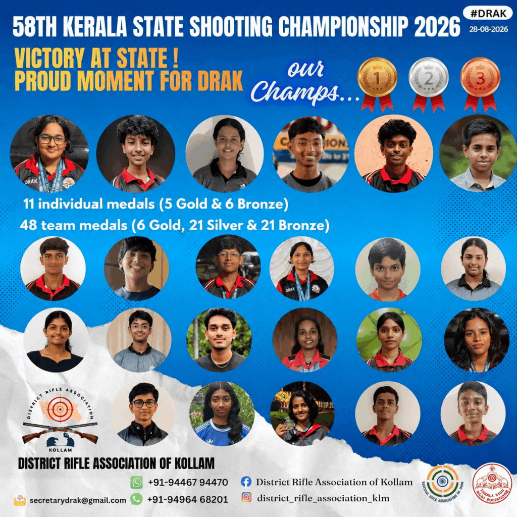 DRAK Shooters Win 59 Medals at 58th Kerala State Shooting Championship 2026